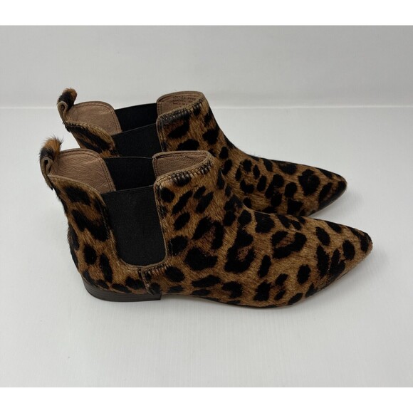 Madewell Nico Ankle Boots Womens Size 6 Leopard Print Calf Hair Leather Brazil - Picture 1 of 15